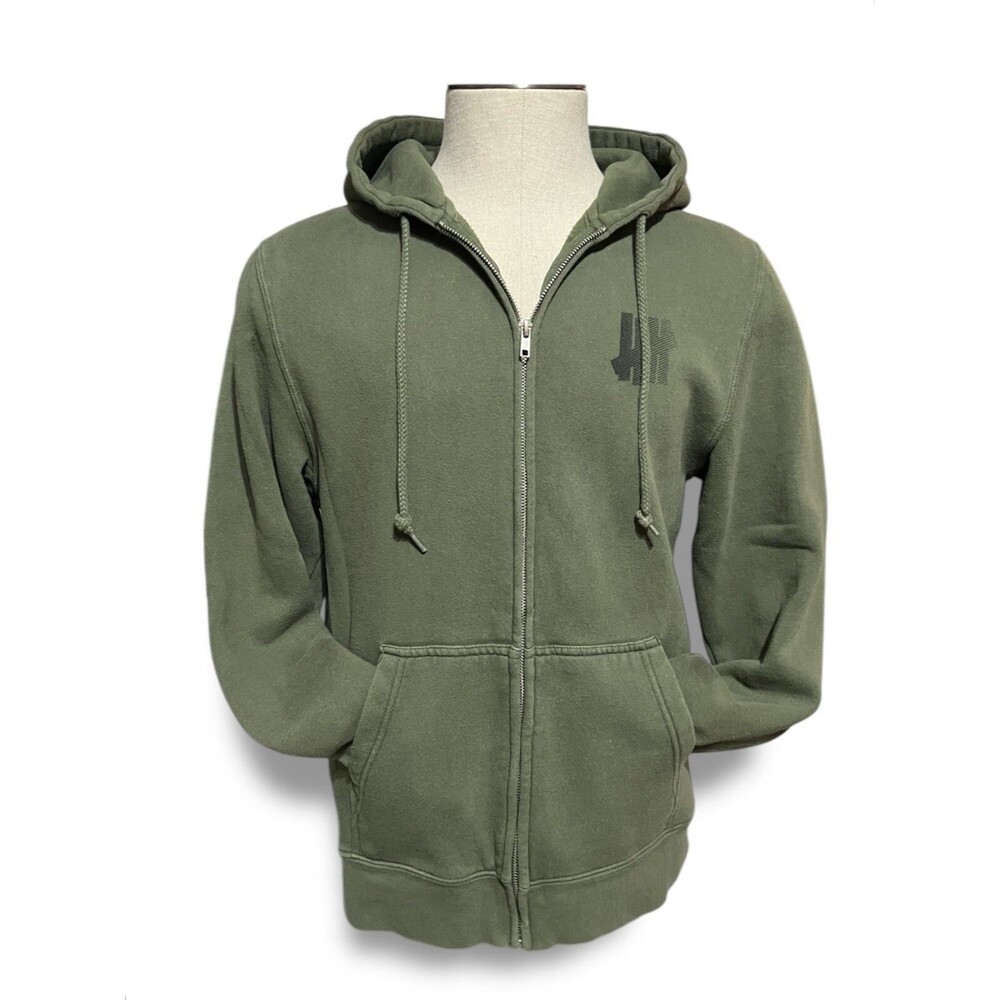 Undefeated Full Zip Hoodie Olive Green Logo Sweatshirt Men’s Size Medium